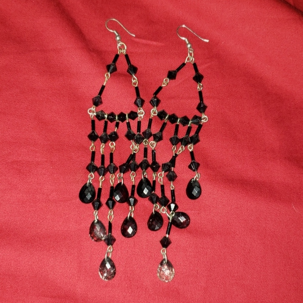 Black beaded earrings